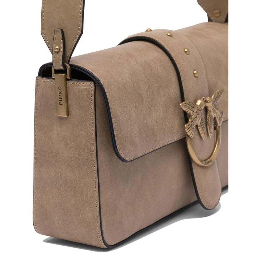 PINKO Love Birds Leather Shoulder Bag Women Beige Crossbody - Picture 4 of 5